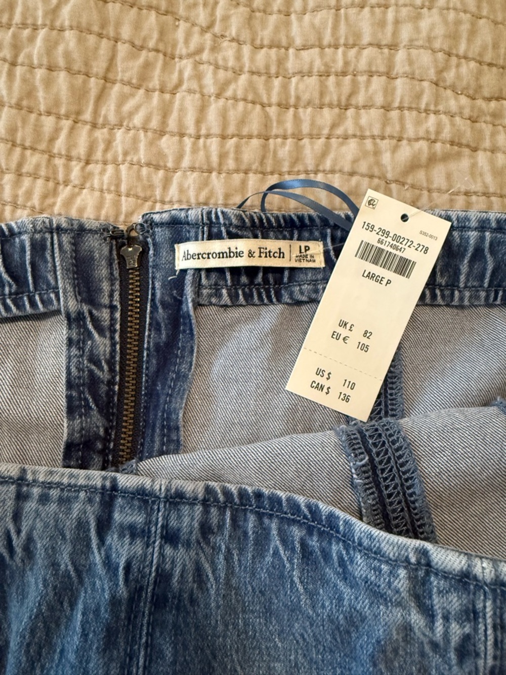 Abercrombie & Fitch Strapless Light Wash Denim Midi Dress - Picture 6 of 6